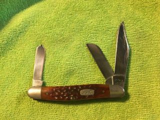 Vintage Case Xx 6347 Ss 3 Blade Stockman Pocket Knife 2 Dot Red Bone Handle Ex,