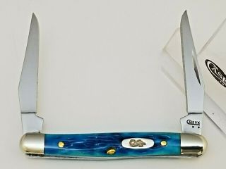 2008 Case Xx Usa Tiny Muskrat Ss Pocket Knife 2 3/4 " Caribbean Blue Bone Handles
