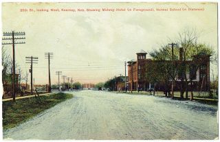 Vintage 1911 Postcard Midway Hotel 25th St.  Kearney State Normal School Nebraska