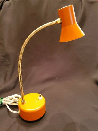 Orange Metal Retro Industrial Mobilite Gooseneck Lamp Light Vintage Mid Century