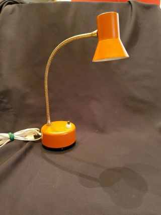 Orange Metal RETRO Industrial Mobilite Gooseneck lamp Light Vintage MID CENTURY 2