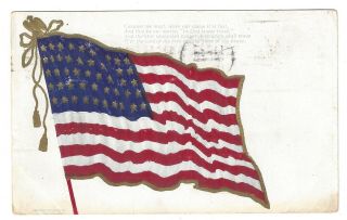 1906 Patriotic Embossed American Flag Postcard Star Spangled Banner Westerly Ri