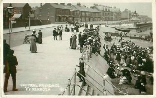 Rp Withernsea General Promenade Crowds Woodlabs Yorkshire Real Photo 1911