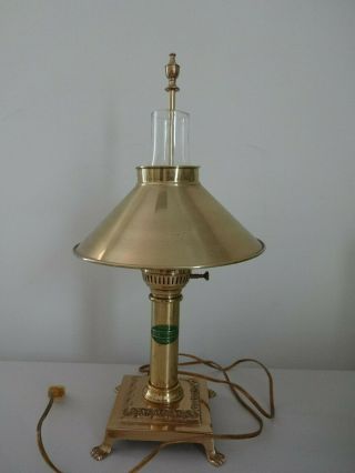 Orient Express Paris Istanbul Vtg Brass Table Lamp - Claw Feet - Adjustable Shade