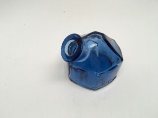 Rare Vintage Parasol Turtle Cobalt Blue Glass Ink Well