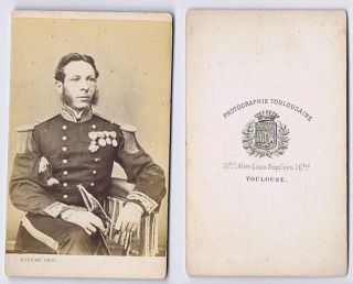 Cdv Decorated Naval Officer Carte De Visite Photograph By Marrast Of Toulouse