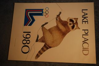 Rare Iconic Rocky Raccoon Poster 1980 Winter Olympics