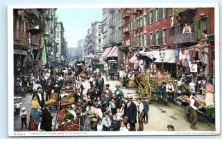 Peddlers Street Vendors Crowds The Ghetto Nyc York City Ny Postcard A60