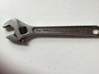 Vintage 10 " Adjustable Wrench Crescent Tool Co Ny Forged Crestoloy Steel Usa Po