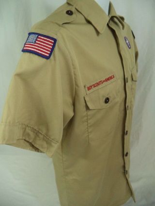Vintage Boy Scouts Of America Men ' s Patrol Leader Uniform Shirt Small w/ Patches 2