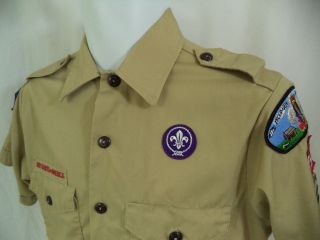 Vintage Boy Scouts Of America Men ' s Patrol Leader Uniform Shirt Small w/ Patches 4