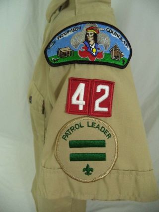 Vintage Boy Scouts Of America Men ' s Patrol Leader Uniform Shirt Small w/ Patches 5