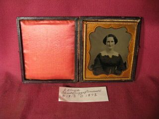 1858 1/6 Plate Ambrotype Of A Ided Woman In A Full Case