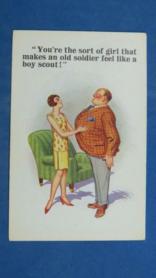 Risque Donald Mcgill Comic Postcard 1930s Boy Scout Old Soldier Theme 6031