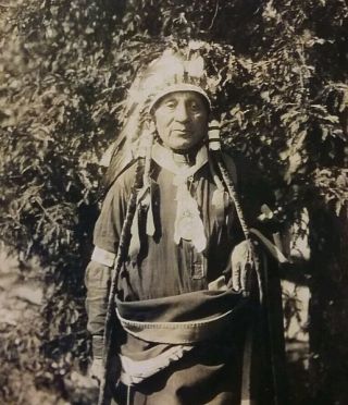 Vintage Photo Of Native American Mandan Tribe Chief North Dakota Indian Feathers