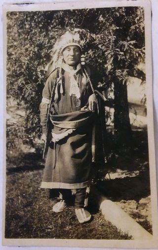 Vintage Photo of Native American Mandan Tribe Chief North Dakota Indian Feathers 2