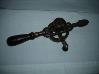 Vintage Millers No.  5 Hand Crank Wood Handle Egg Beater Drill