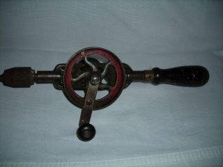 Vintage Millers No.  5 Hand Crank Wood Handle Egg Beater Drill 3
