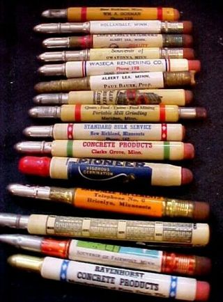 15 Old Bullet Advertising Pencils From Southern Minnesota Standard Oil Pioneer