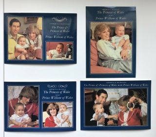 4 Rare Real Photo Postcards Princess Diana & The Prince And Prince William