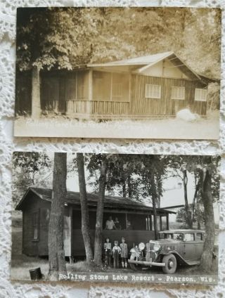 Vintage 8 Real Photo Postcards Rolling Stone Resort Pearson Ainsworth Wisconsin 2