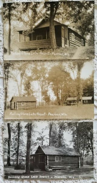 Vintage 8 Real Photo Postcards Rolling Stone Resort Pearson Ainsworth Wisconsin 3