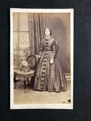 Victorian Carte De Visite Cdv: Lady With Little Dog: Bullock & Sons: Macclefield