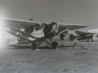 1 X B&w Photo Negative Rcaf Prop Planes Bellanca Ch - 300 & Stinson Reliant 1930s