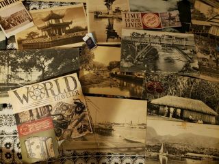 35 1912 - 1947 International Postcards and Travel Stickers Shanghai - N.  Zealand. 2