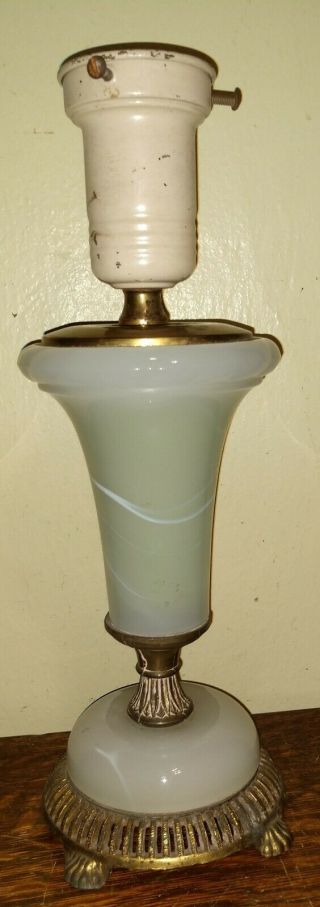 Vintage Table Lamp Base Alabaster Marble Art Deco Footed Base No Cord