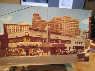 Vintage Old Postcard Michigan Detroit Greyhound Bus Station Terminal Depot Taxis