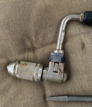 Vintage BELL SYSTEM Brace USA Stanley? w/ 5/16 Square Plug Bit Hand Drill 2