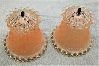Pair Vintage Pink Hobnail Clip On Glass Lamp Shades,  5 - 1/2 High By 5 " Dia
