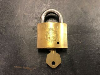 Vintage Ordnance Department Usa Eagle Lock Brass Padlock With Key