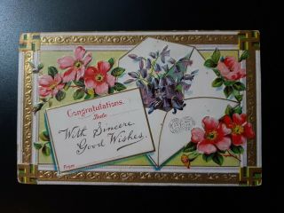 Swastika Good Luck Congratulations Sincere Wishes C.  1908 Greetings Postcard Pc