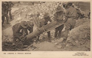 Wwi Vintage English Soldiers Loading A Trench Mortar Postcard - Passed By Censor