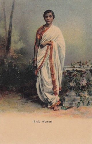 Postcard Hindu Woman Traditional Dress India