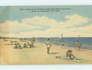 Linen Longest Man - Made Beach Gulfport Mississippi Ms Ae9526