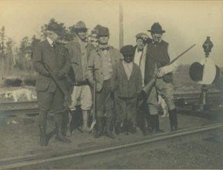 1917 Cabinet Card Hunting Black Boy Servant Railroad Rifles Lanes South Carolina