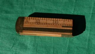 Vintage Lufkin No 386 Wood & Brass Folding 1 Ft.  Ruler Boxwood Carpenter Rule 2