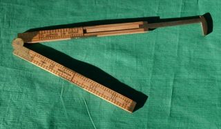 Vintage Lufkin No 386 Wood & Brass Folding 1 Ft.  Ruler Boxwood Carpenter Rule 5