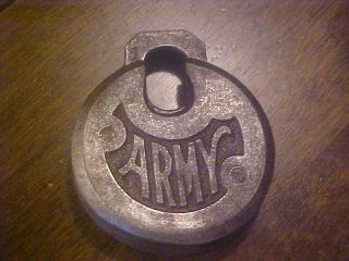 Antique U.  S.  Army Pancake Padlock With Key Estate Find