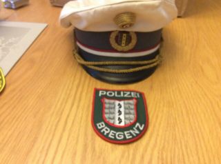 Bregenz Austria Police Officer Hat And Shoulder Patch 1989