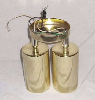 Vintage Mcm Gold Metal Double Light Cylinder Swivel Fixture Wall Sconce Ceiling