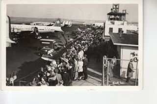 Enell Real Photo Postcard Crowd At The Gate York International Airport Ny