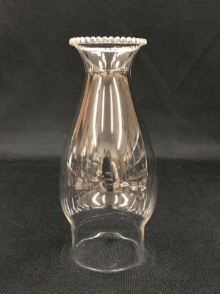 C.  1880 - 1900’s Signed Pearl Top Clear Lead Glass No.  2 Size Chimney For Oil Lamp