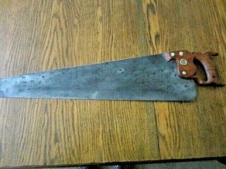 Vintage H.  Disston & Sons,  No 7,  26 ",  9ppi,  Straight Back Crosscut Saw With Nib.