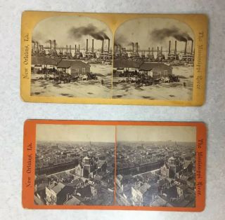 Pair Vintage Early Orleans Stereoviews The Mississippi River Paddle Wheels