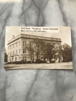Vintage Photo Postcard Cotton County Court House Walters Oklahoma