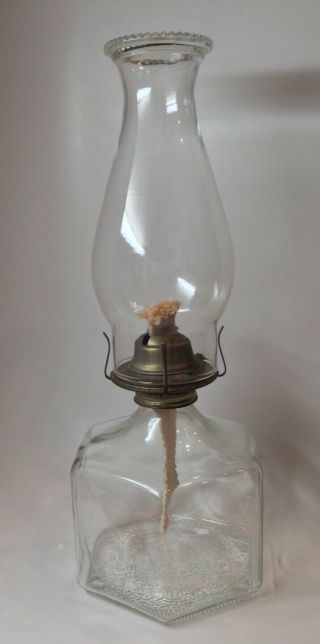 Vintage Eagle Glass Kerosene Oil Hurricane Lamp W/ Chimney Shade 15”